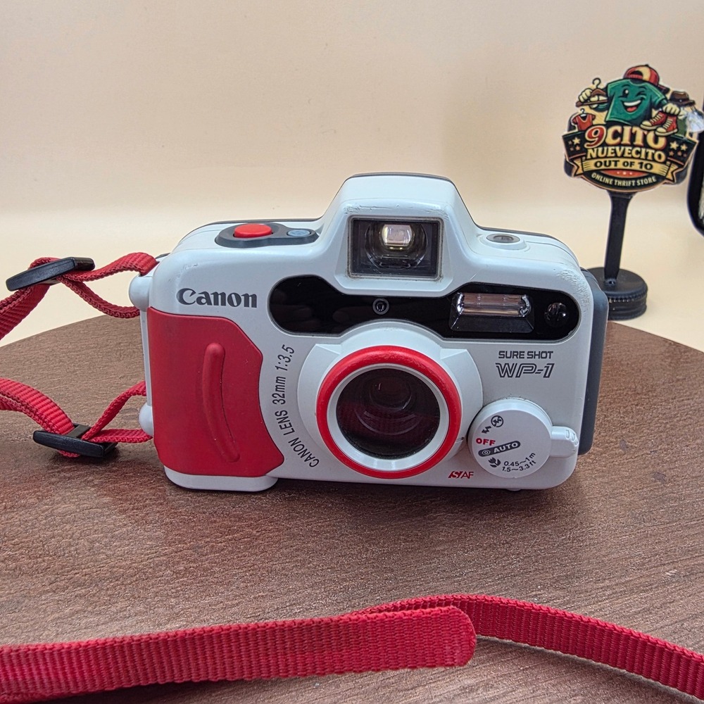Canon Sure Shot WP-1 35mm Film Camera Water Resistant 32mm 1:3.5 White Red